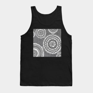 Black and White Henna Mandala Flowers Tank Top